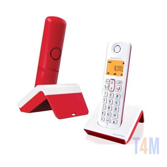 ALCATEL S250 CODELESS TELEPHONE WHITE RED